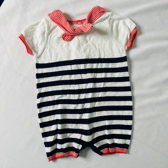 Vintage Nautical Striped Sailor Lightweight Romper - Picture 2 of 10